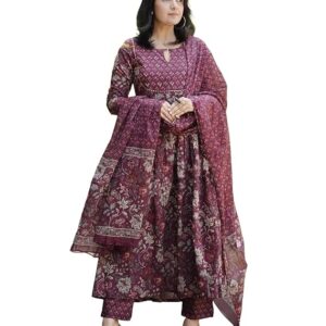 Alvami Women Anarkali Kurta and Pant Set with Dupatta